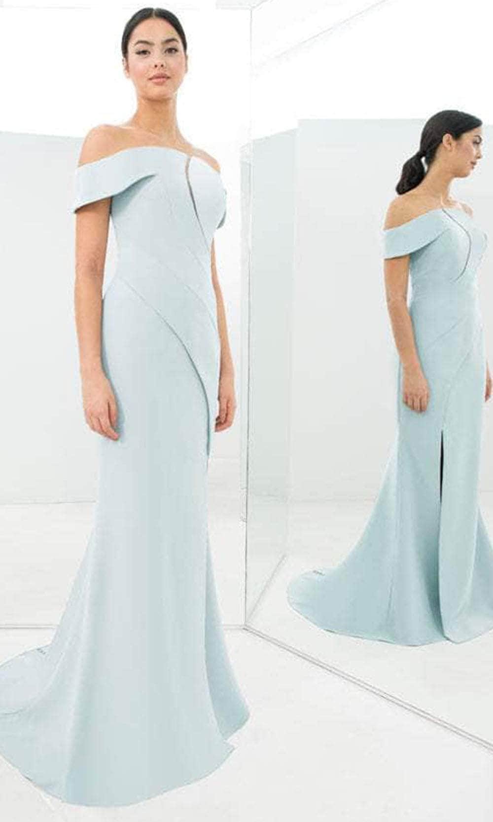 Alexander By Daymor 1373 - Off-Shoulder Cutout Formal Gown Special Occasion Dress 0 / Daiquiri Ice