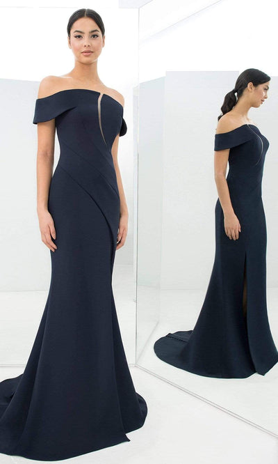 Alexander By Daymor - 1373 Off-Shoulder Front Cutout Mermaid Gown Evening Dresses