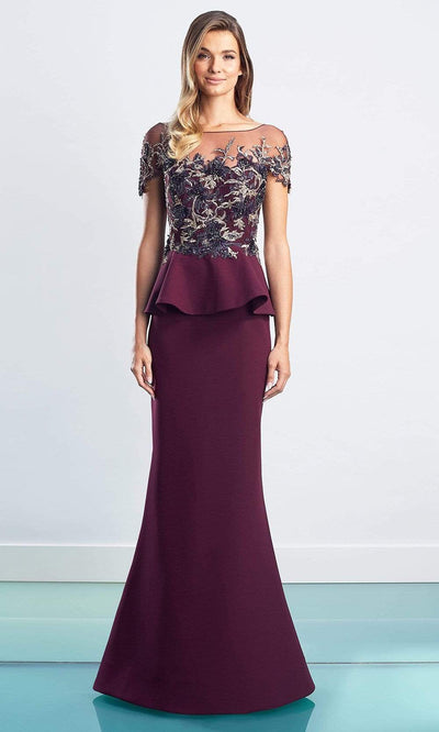 Alexander By Daymor - 1459 Embroidered Peplum Long Gown Evening Dresses