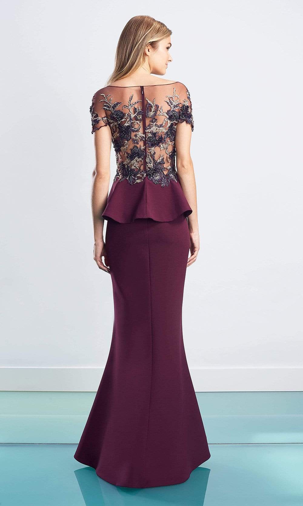 Alexander By Daymor - 1459 Embroidered Peplum Long Gown Evening Dresses
