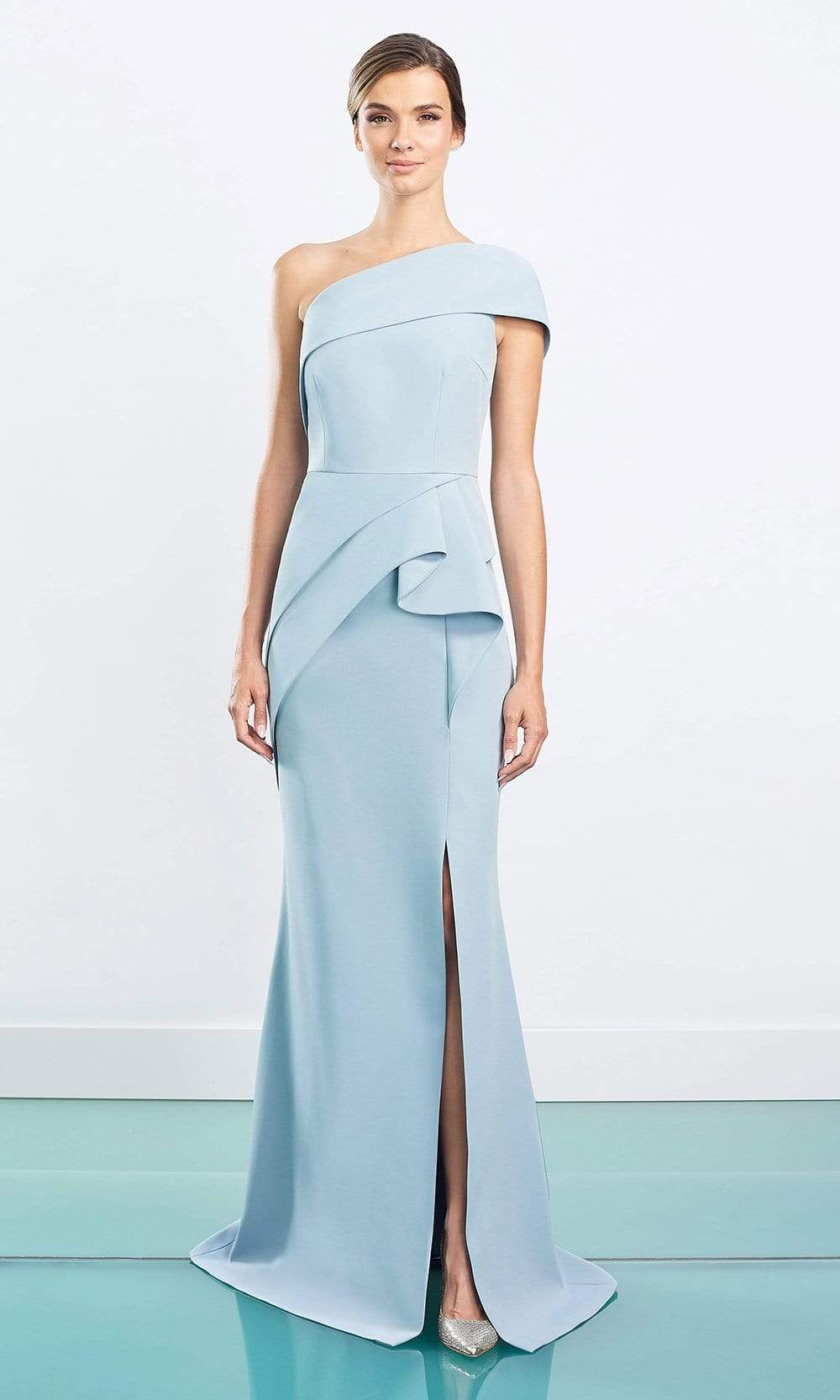 Alexander by Daymor - One Shoulder Draped Evening Dress 1463 In Blue