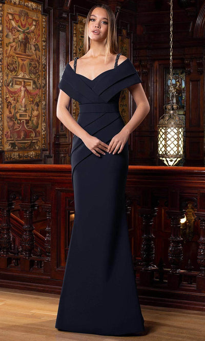 Alexander by Daymor 1576 - Pleated Sweetheart Neck Evening Gown Evening Dresses 12 / Delphi Blue