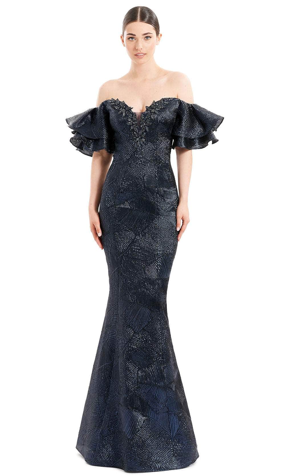 Alexander By Daymor 1652F22 - Off-Shoulder Sweetheart Evening Gown Special Occasion Dress 4 / Navy