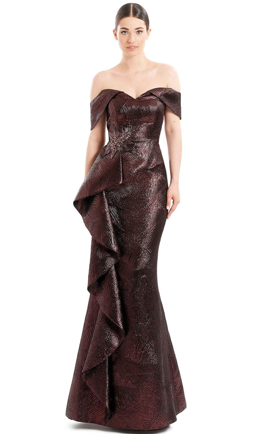 Alexander By Daymor 1653F22 - Sweetheart Ruffle Draped Evening Gown Special Occasion Dress 4 / Wine