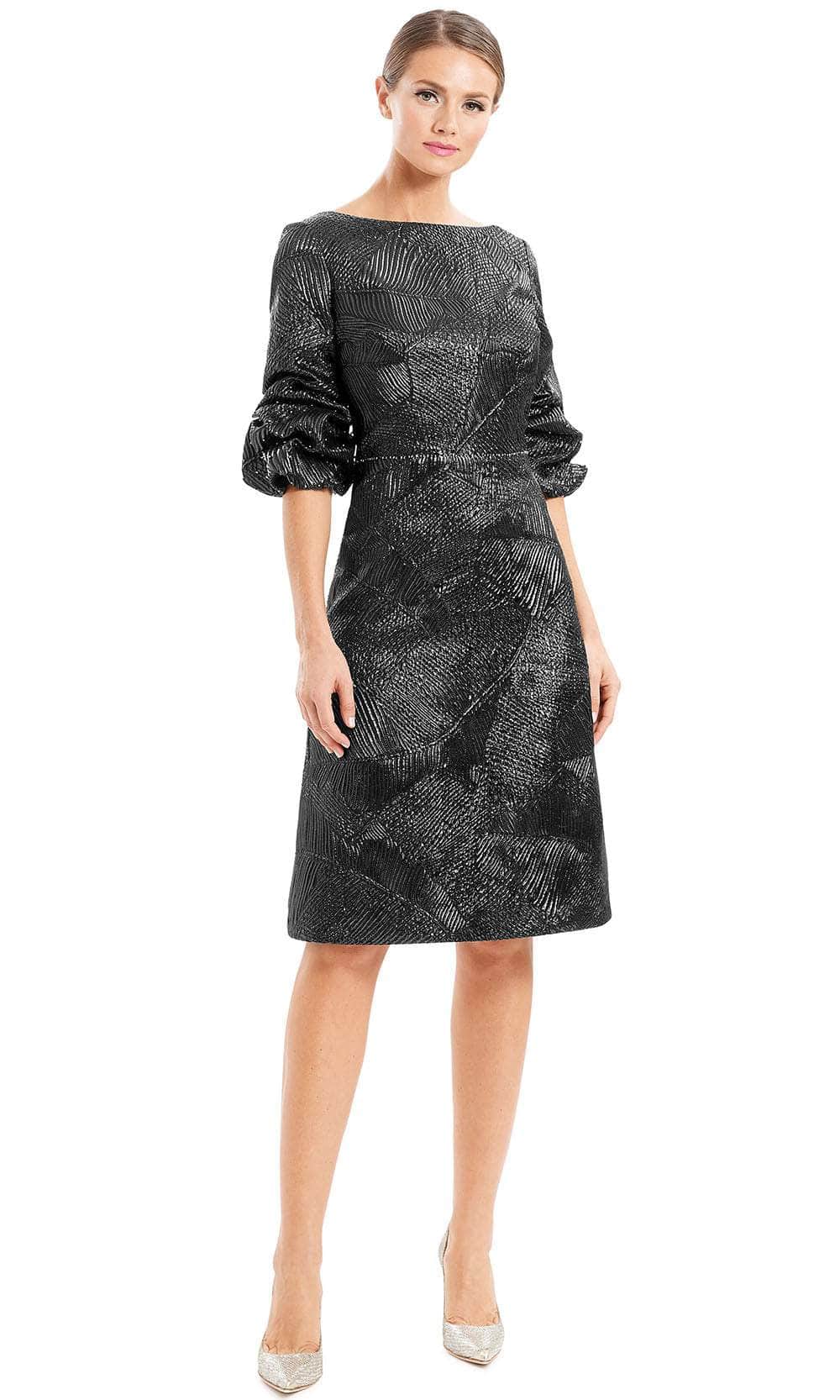 Alexander By Daymor 1654F22 - Ruffled Quarter Sleeve Formal Dress Special Occasion Dress 4 / Black