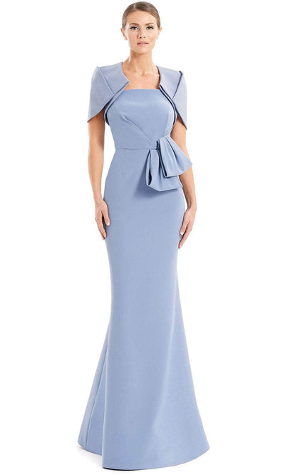 Alexander By Daymor 1656F22 - Strapless Peplum Formal Gown With Jacket Special Occasion Dress 4 / Delphi Blue
