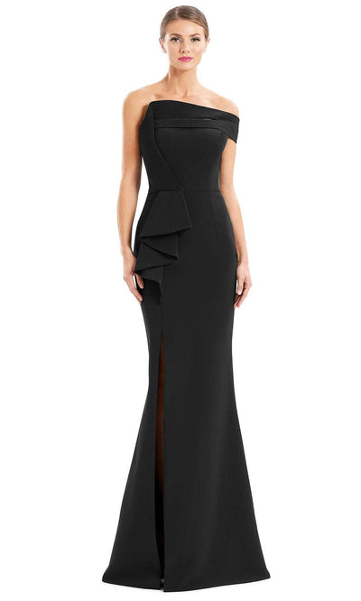 Alexander By Daymor 1660F22 - Draped Off-Shoulder Formal Gown Special Occasion Dress 4 / Black