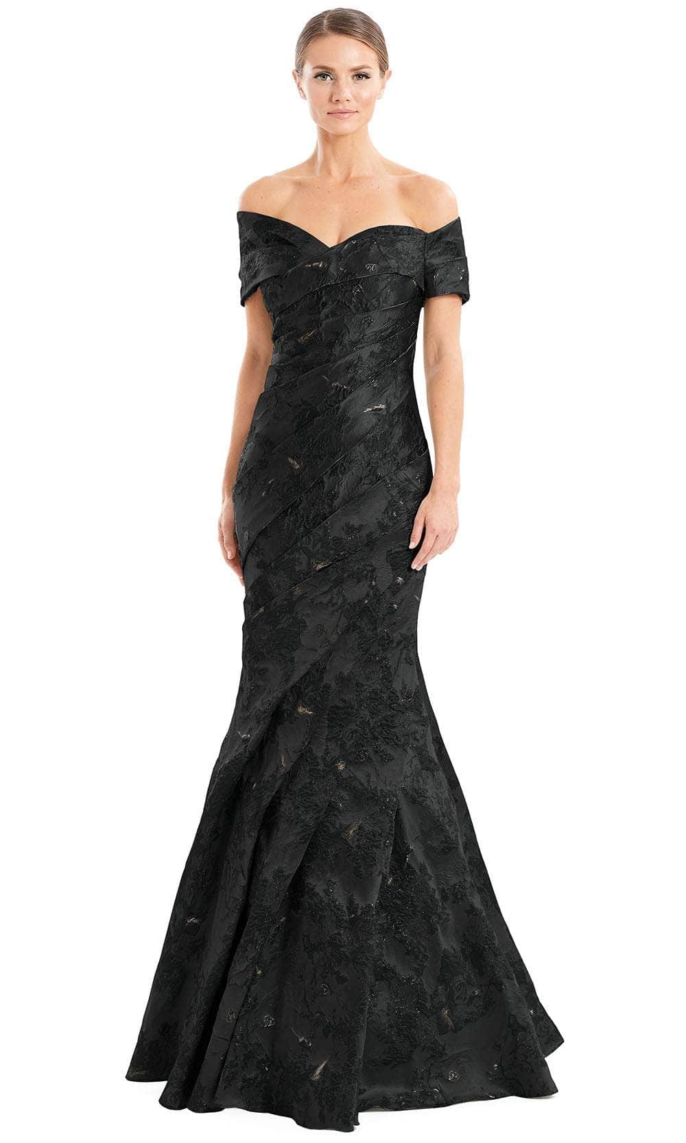 Alexander By Daymor 1666F22 - Faux Wrap Mermaid Gown Special Occasion Dress 4 / Black/Gold