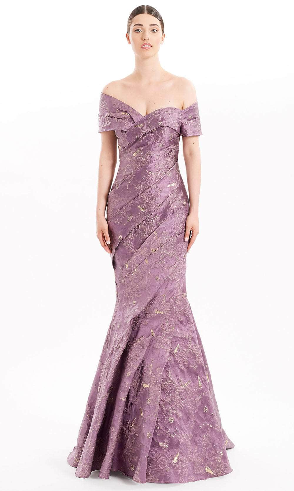 Alexander By Daymor 1666F22 - Faux Wrap Mermaid Gown Special Occasion Dress 4 / Mauve/Gold