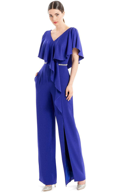 Alexander By Daymor 1669F22 - Ruffled Short Sleeve Formal Jumpsuit Special Occasion Dress