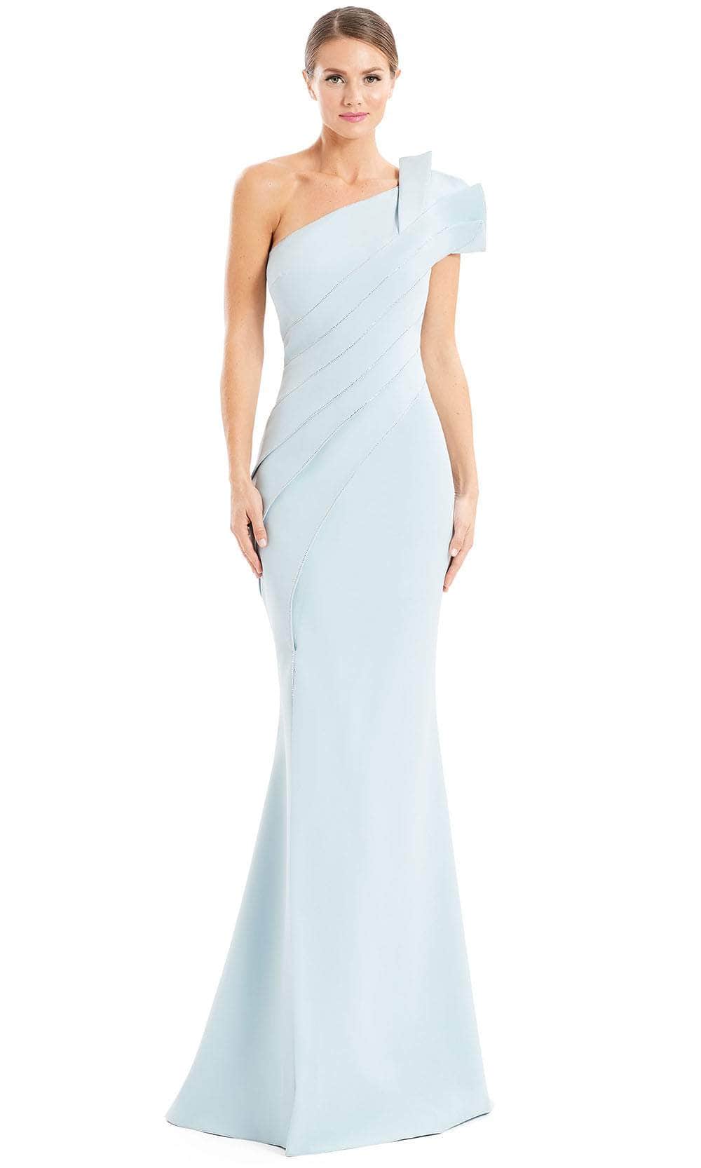 Alexander By Daymor 1671F22 - Pleated Asymmetric Neck Evening Gown Special Occasion Dress