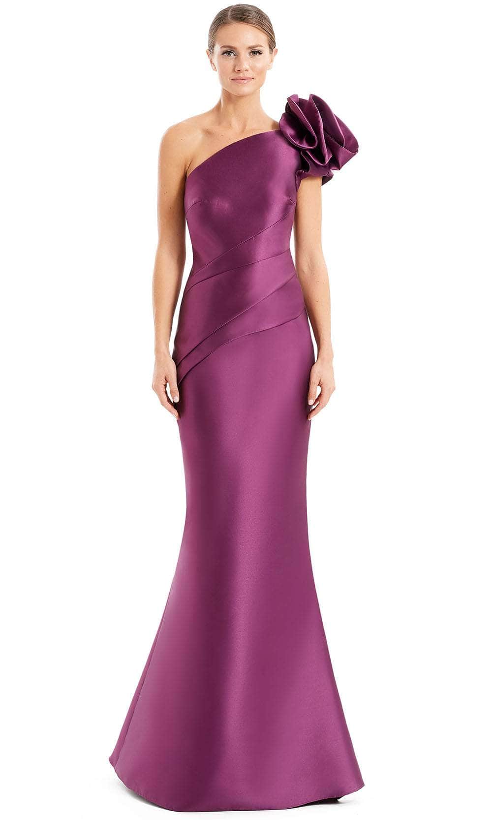 Alexander By Daymor 1673F22 - Asymmetric Pleated Peplum Evening Gown Special Occasion Dress
