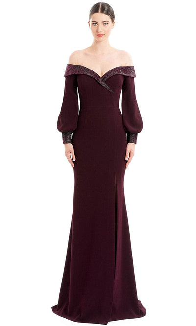 Alexander By Daymor 1675F22 - Off-Shoulder Long Formal Gown Special Occasion Dress 4 / Aubergine