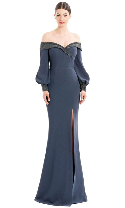 Alexander By Daymor 1675F22 - Off-Shoulder Long Formal Gown Special Occasion Dress 4 / Graphite