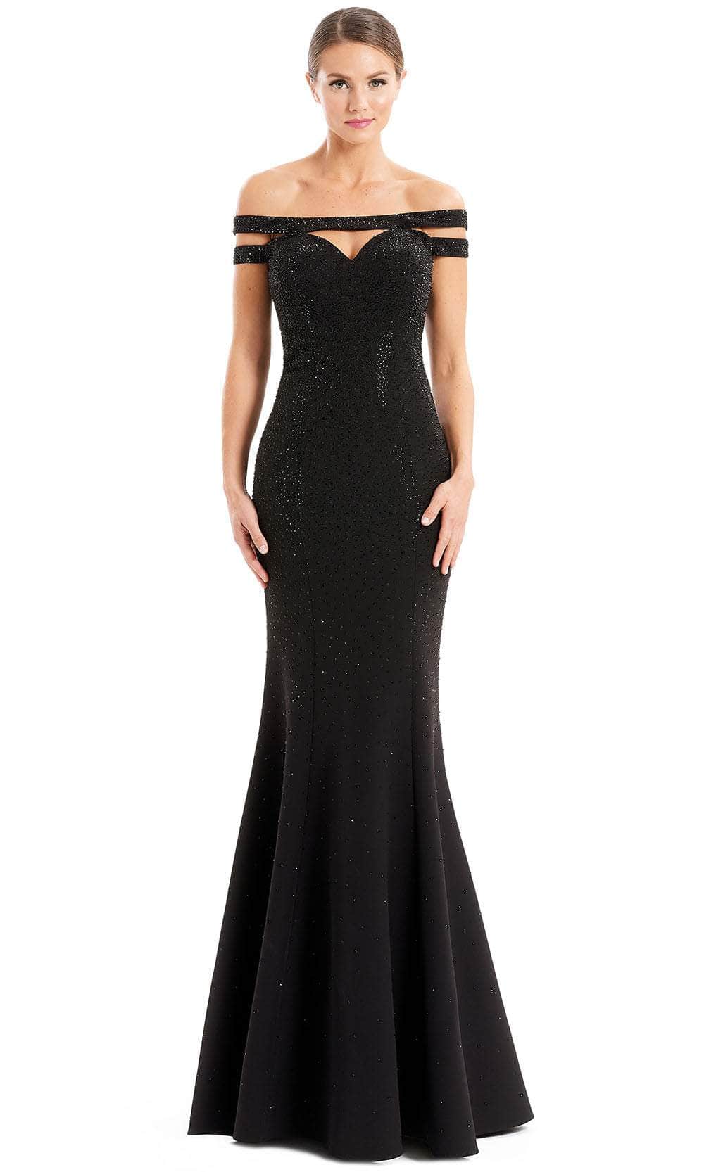 Alexander By Daymor 1679F22 - Off Shoulder Beaded Evening Gown Special Occasion Dress 4 / Black