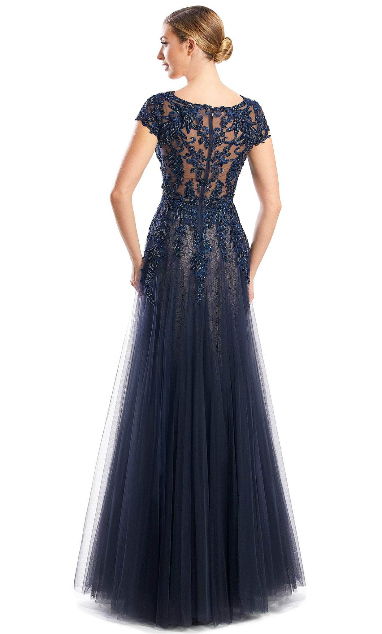 Alexander by Daymor 1755S23 - V Neck Laced A-Line Gown Evening Dresses