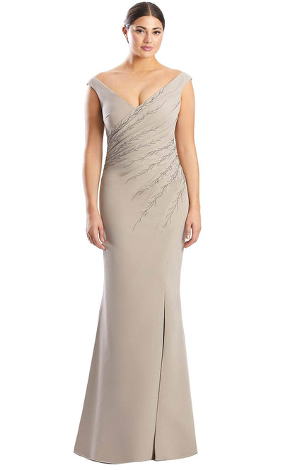 Alexander by Daymor 1757S23 - Mermaid Beaded Formal Dress Mother of the Bride Dresses 00 / Taupe
