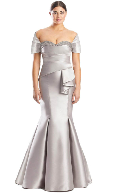 Alexander by Daymor 1759S23 - Strapless with Shawl Evening Dress Evening Dresses 00 / Silver/Taupe