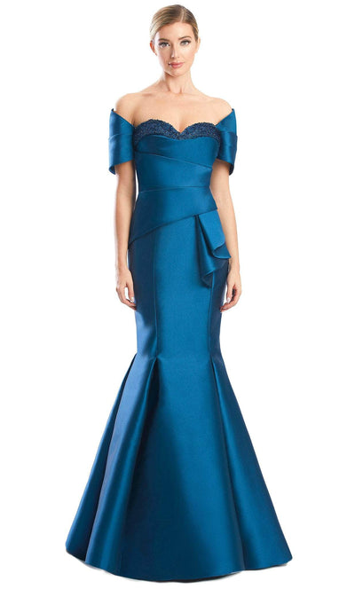 Alexander by Daymor 1759S23 - Strapless with Shawl Evening Dress Evening Dresses 00 / Teal Blue