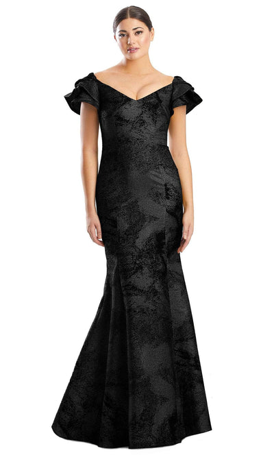 Alexander by Daymor 1775S23 - Layered Sleeve Trumpet Long Gown Evening Dresses 00 / Black
