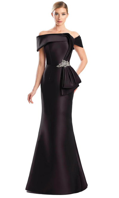 Alexander by Daymor 1783S23 - Draped Side Sash Formal Dress Evening Dresses 00 / Black