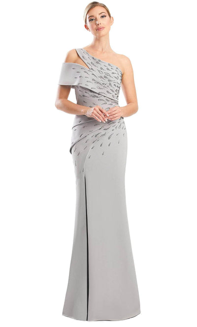 Alexander by Daymor 1784S23 - One Shoulder Long Gown Evening Dresses 00 / Dove Grey
