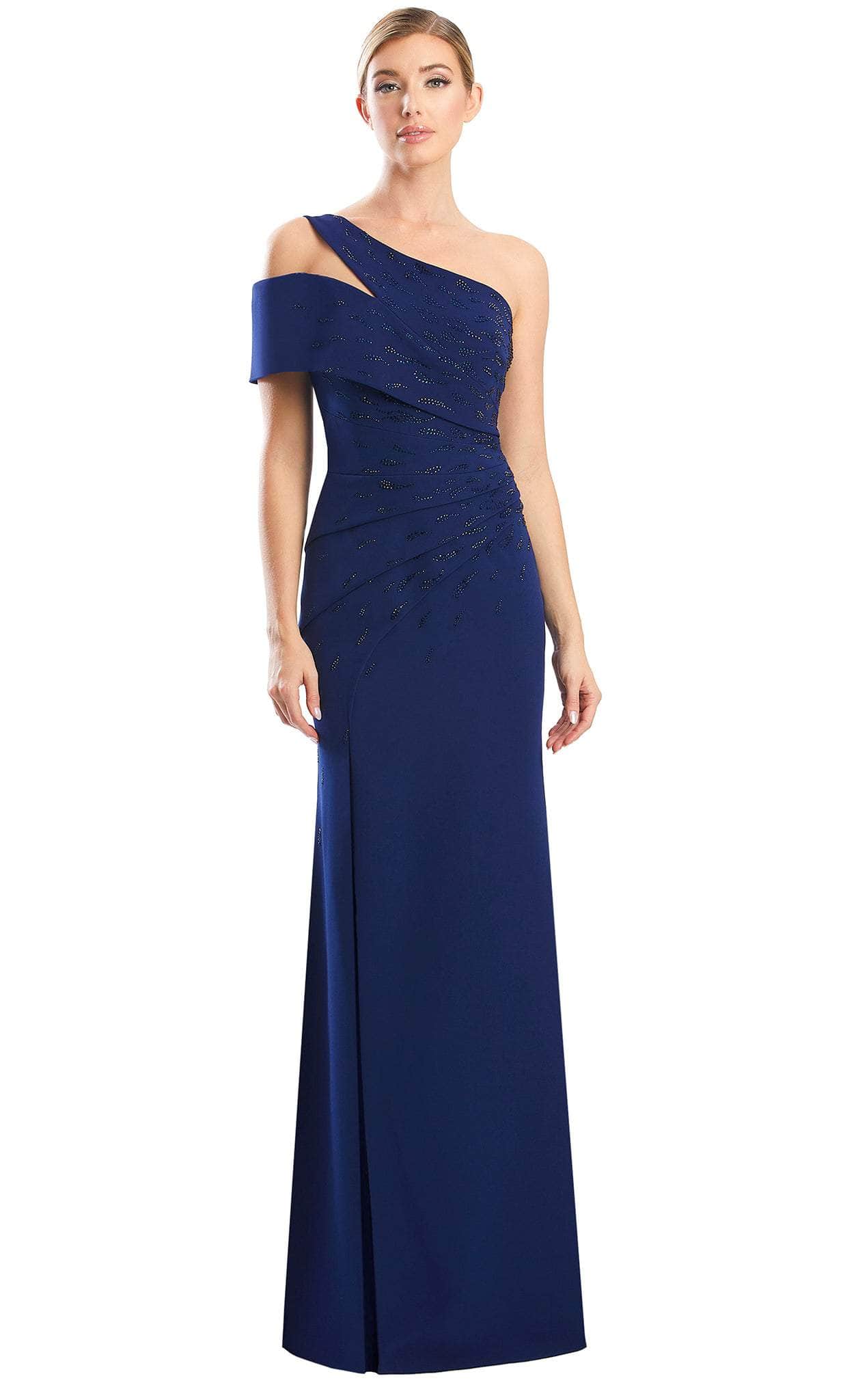 Alexander by Daymor 1784S23 - One Shoulder Long Gown Evening Dresses 00 / Navy