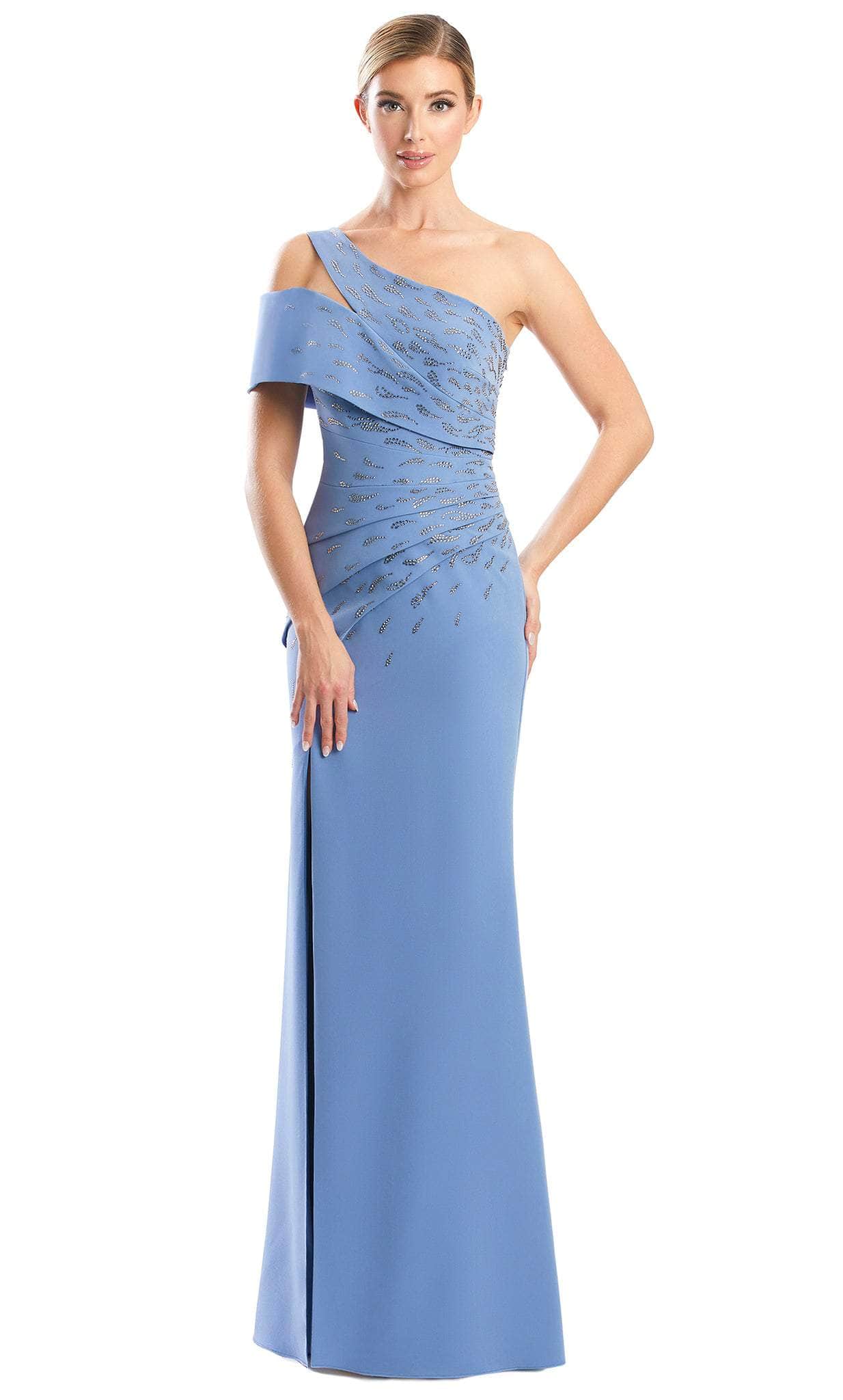 Alexander by Daymor 1784S23 - One Shoulder Long Gown Evening Dresses 00 / Periwinkle
