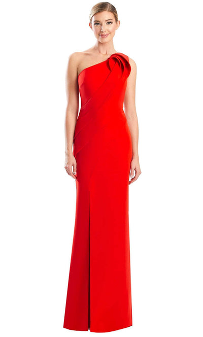 Alexander by Daymor 1788S23 - One-Shoulder Sleeveless Dress Evening Dresses 00 / Apple Red