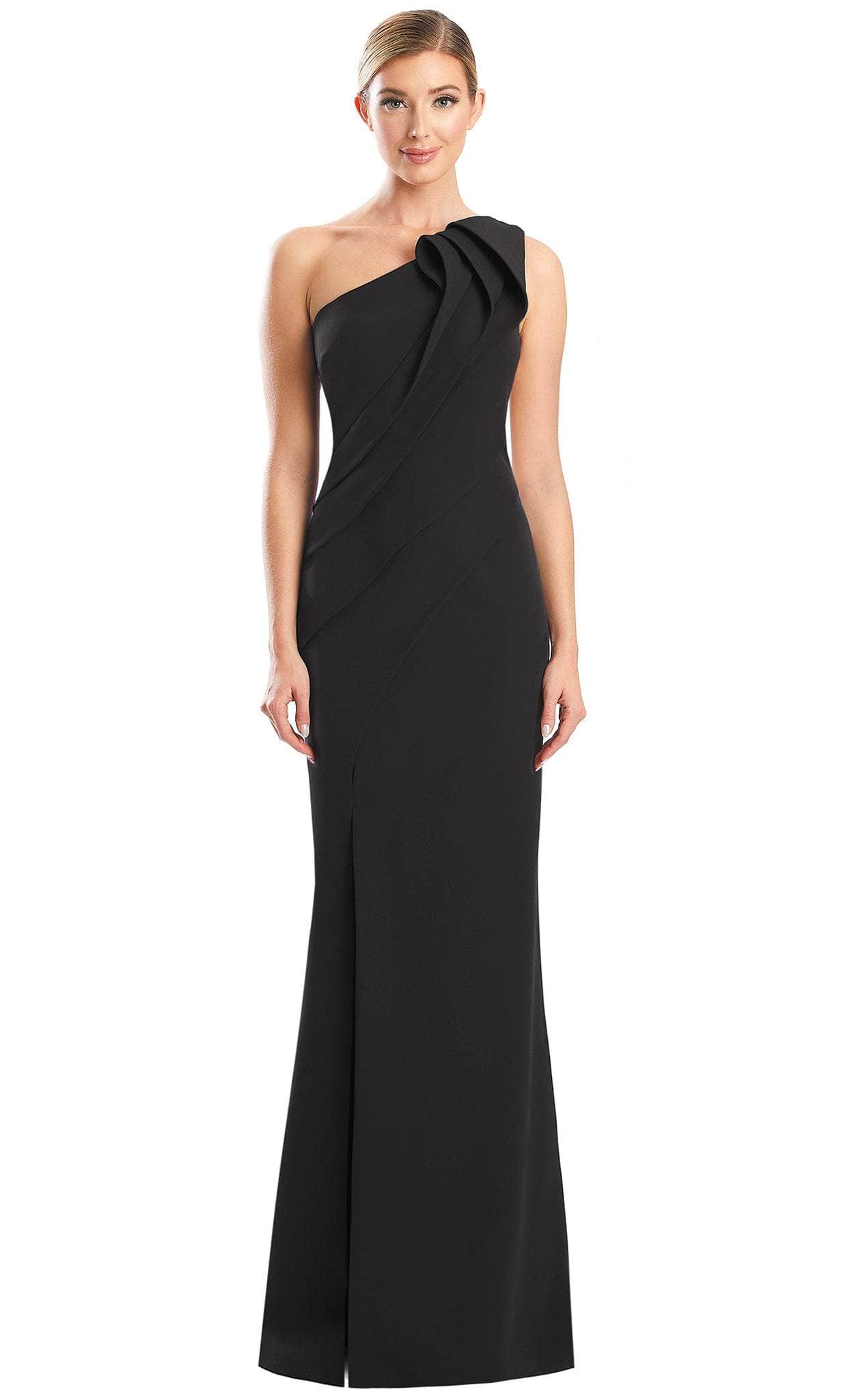 Alexander by Daymor 1788S23 - One-Shoulder Sleeveless Dress Evening Dresses 00 / Black