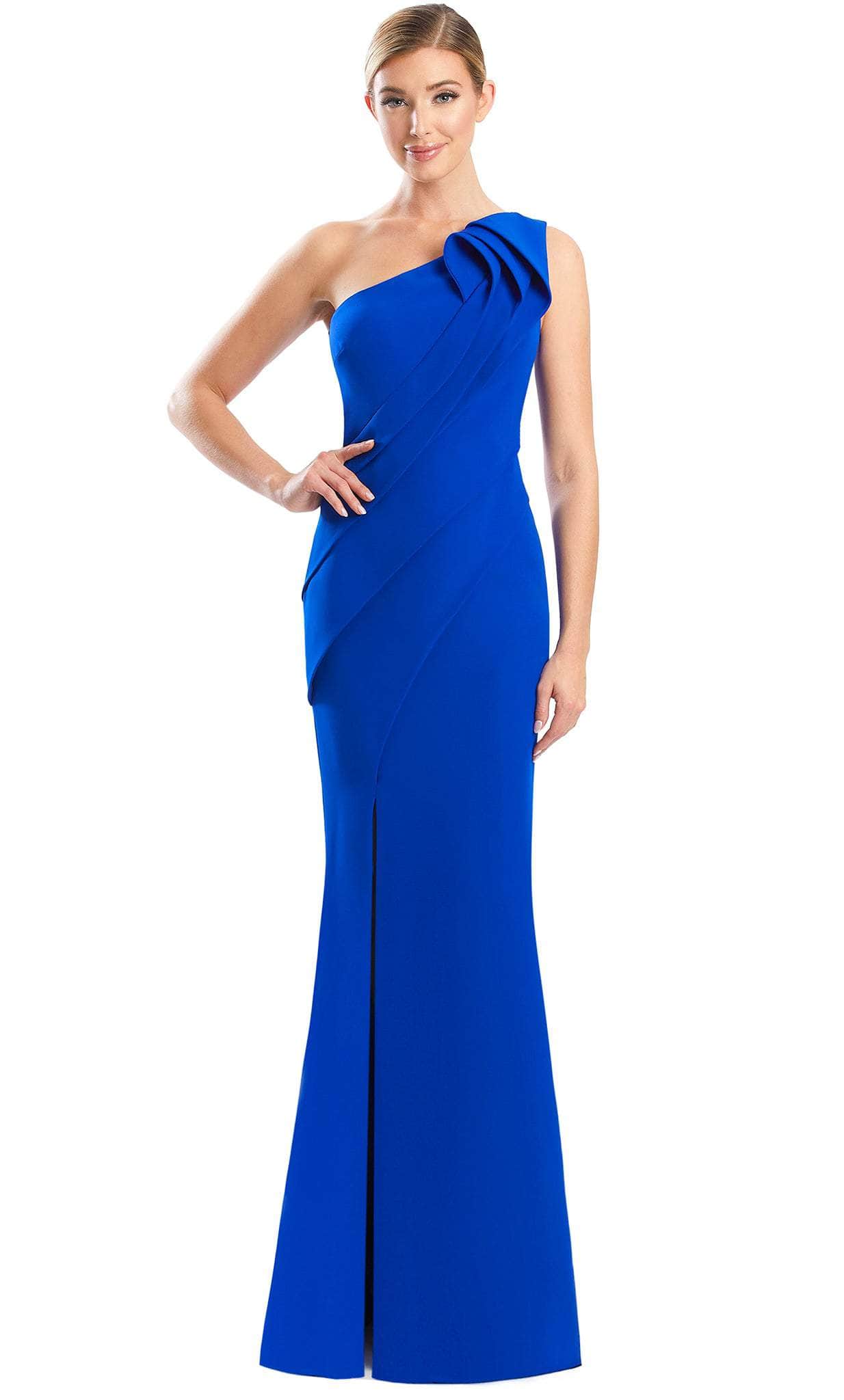 Alexander by Daymor 1788S23 - One-Shoulder Sleeveless Dress Evening Dresses 00 / Blue