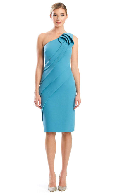 Alexander by Daymor 1789S23 - Draped Applique Cocktail Dress Cocktail Dresses 00 / Sea Foam