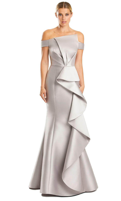 Alexander by Daymor 1873F23 - Mermaid Evening Gown 00 / Silver/Taupe
