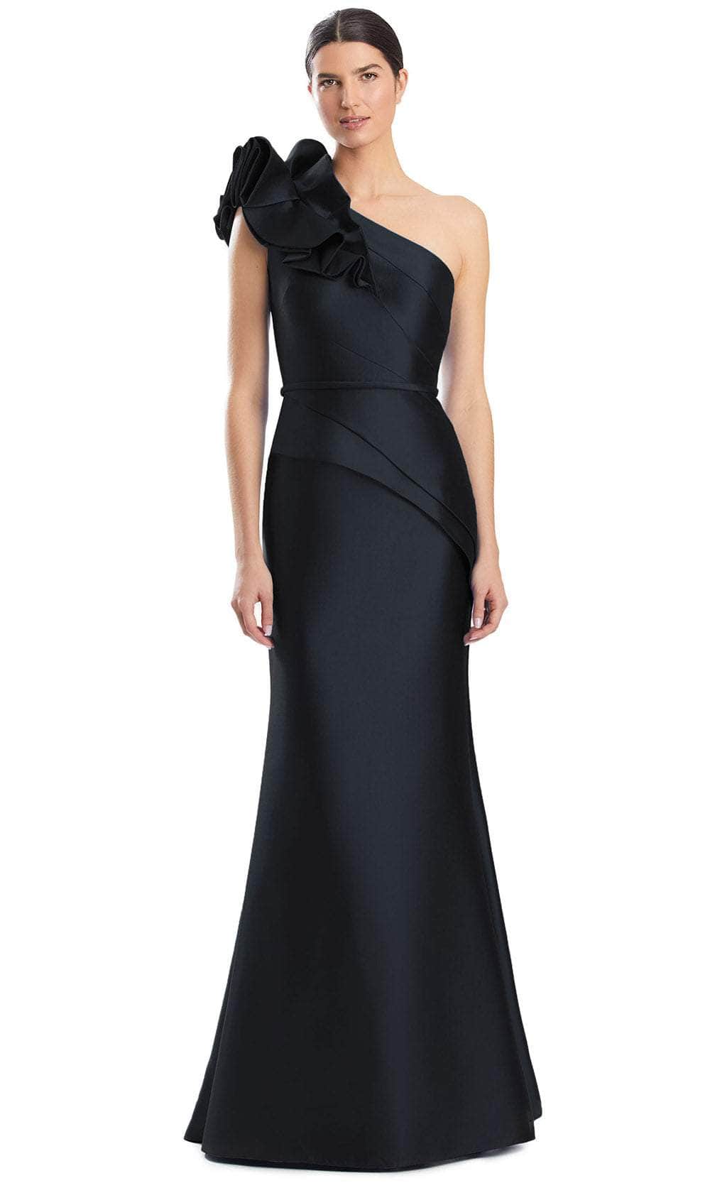 Alexander by Daymor 1951S24 - Asymmetric Pleated Evening Dress Evening Dresses 4 /  Black