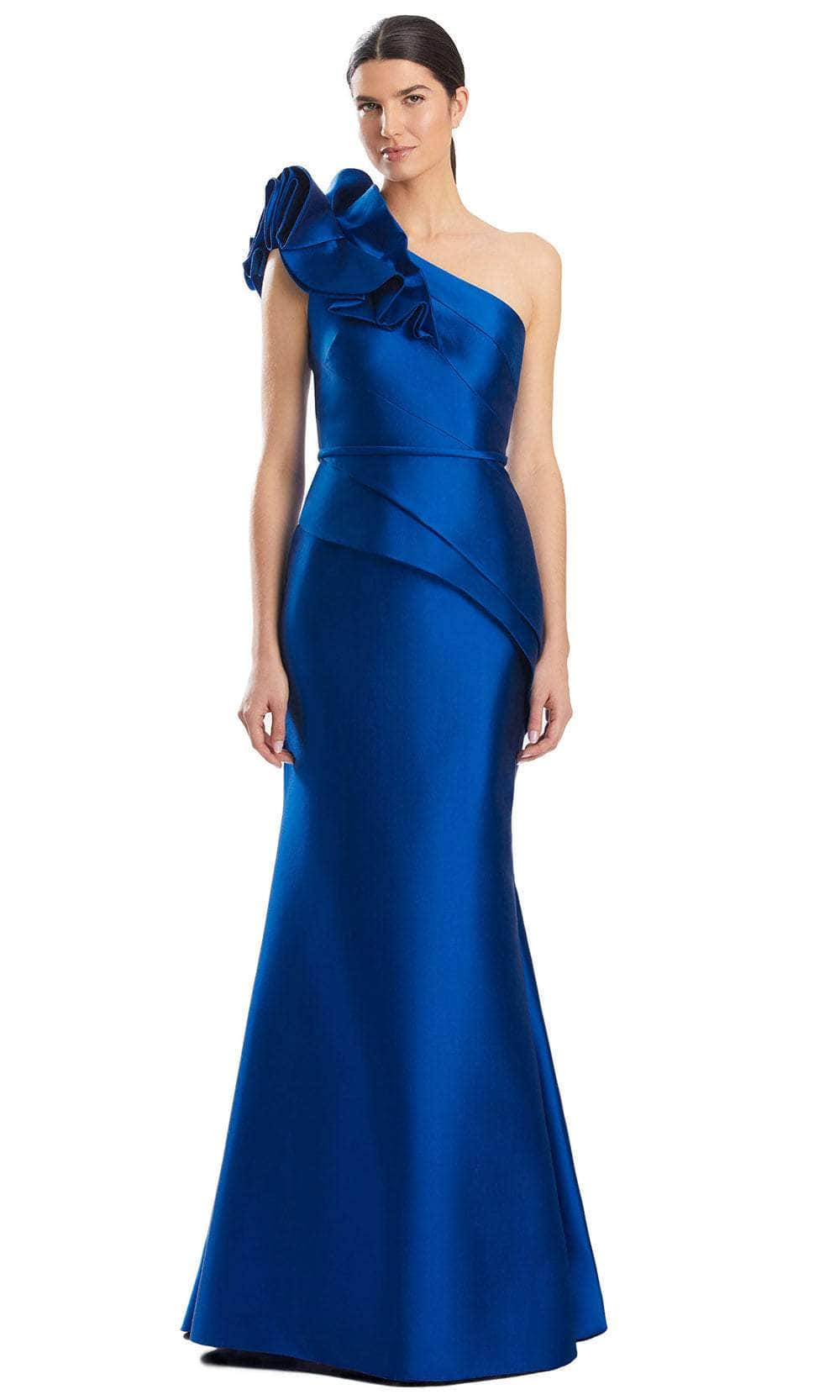 Alexander by Daymor 1951S24 - Asymmetric Pleated Evening Dress Evening Dresses 4 /  Blue