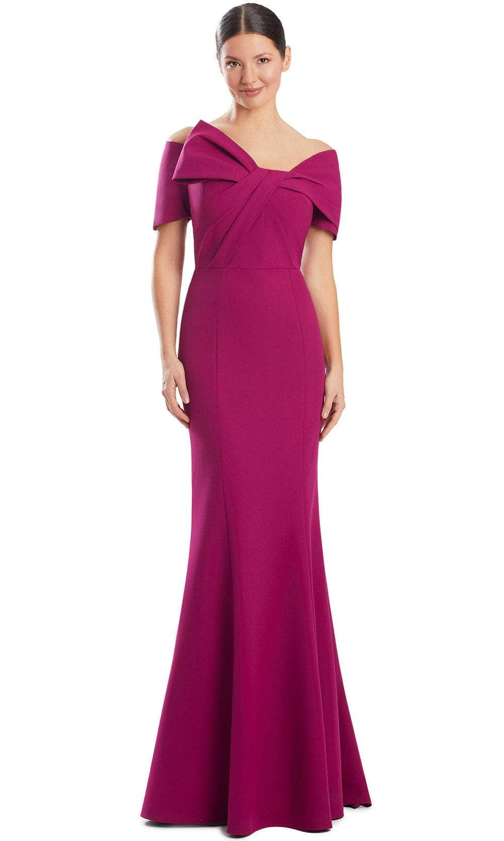 Alexander by Daymor 1954S24 - Short Sleeve Fitted Evening Dress Mother of the Bride Dresses 4 /  Magenta