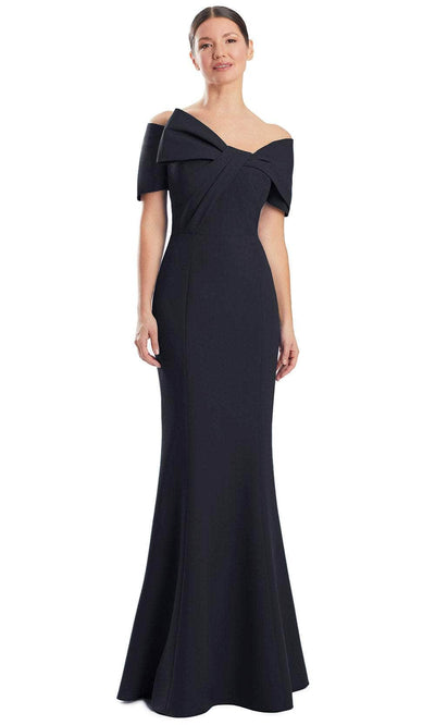 Alexander by Daymor 1954S24 - Short Sleeve Fitted Evening Dress Mother of the Bride Dresses 4 /  Navy