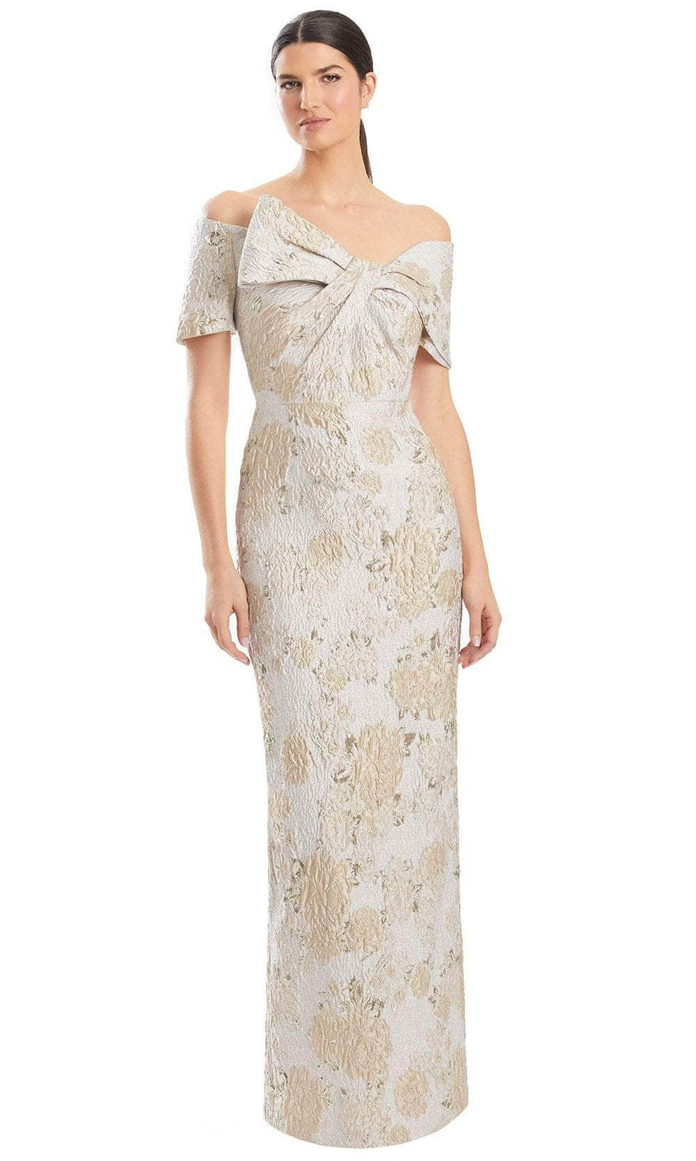 Alexander by Daymor 1955S24 - Bow Detailed Column Dress Prom Dresses 4 /  Blush/Gold