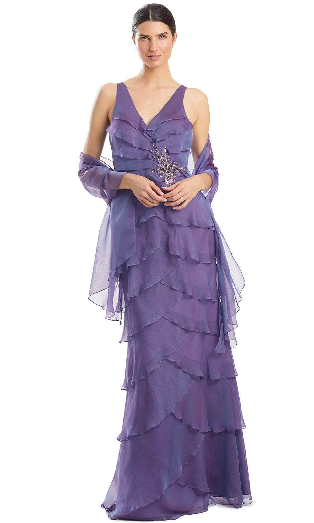 Alexander by Daymor 1958S24 - V-Neck Column Gown Prom Dresses 4 /  Lavender