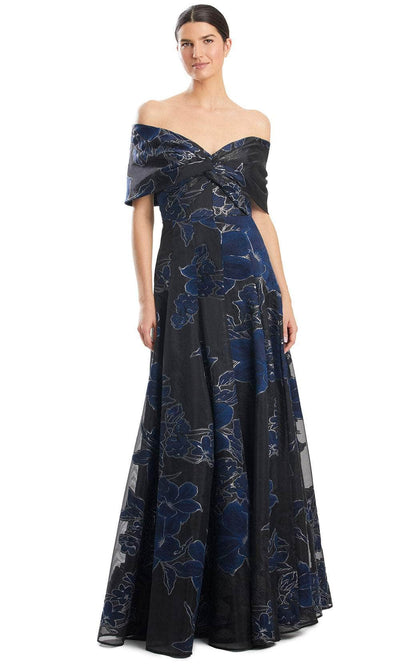 Alexander by Daymor 1959S24 - Printed Bow Style Ballgown Ball Gowns 4 /  Navy