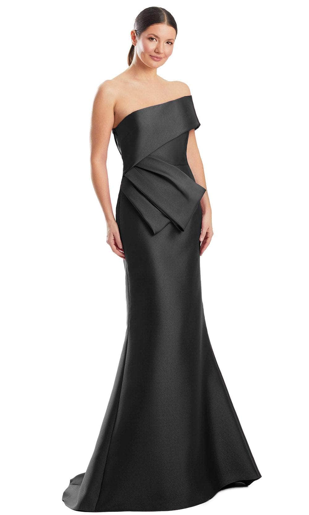Alexander by Daymor 1966S24 - Peplum Asymmetric Evening Dress Evening Dresses 4 /  Black