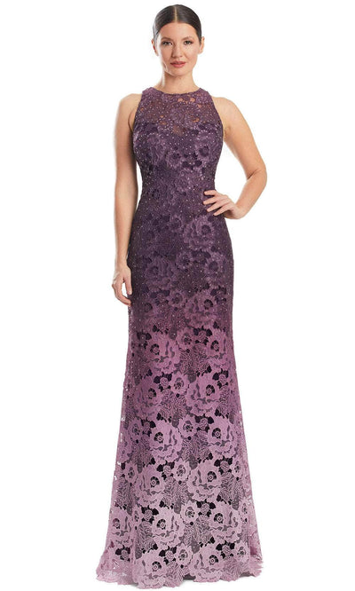 Alexander by Daymor 1975S24 - Lace Applique Sleeveless Dress Prom Dresses 4 /  Aubergine Ombre