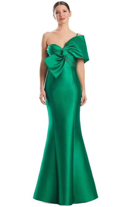 Alexander by Daymor 1977S24 - One Shoulder Bow Evening Dress Evening Dresses 4 /  Emerald