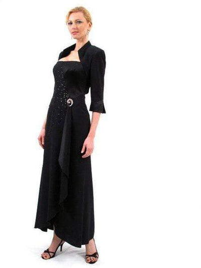 Alexander by Daymor - 2006 Brooch Accent Sleeveless Long Gown with Bolero Mother of the Bride Dresses 2 / Black