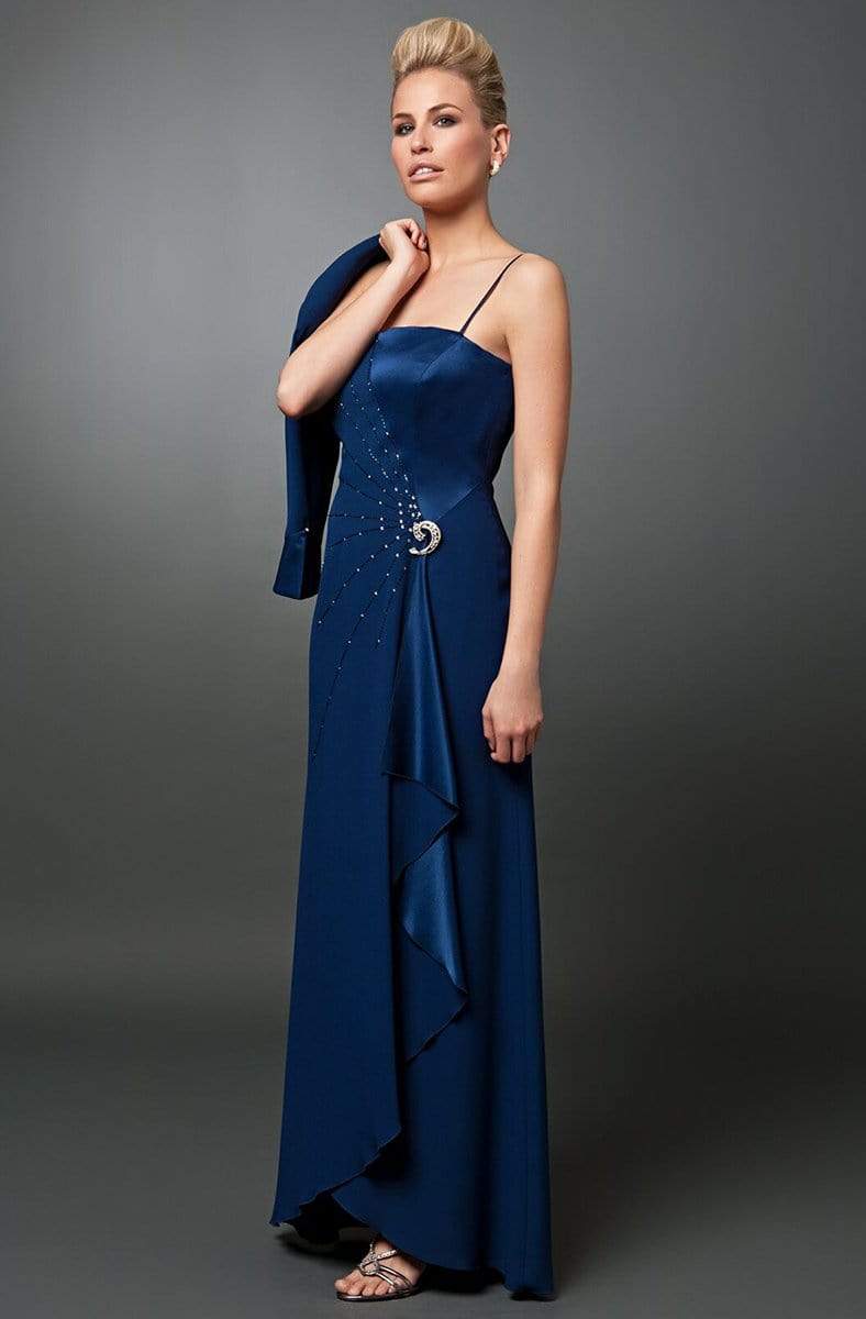 Alexander by Daymor - 2006 Brooch Accent Sleeveless Long Gown with Bolero Mother of the Bride Dresses 2 / Cobalt Blue