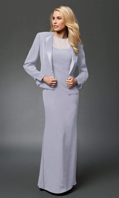 Alexander by Daymor - 2105 Classy Beaded Sheer Yoke Sheath Gown With Jacket Mother of the Bride Dresses