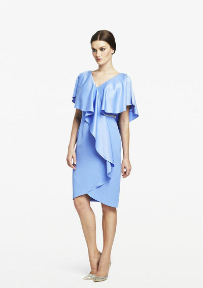 Alexander by Daymor - 609 Drape Short Sleeve Cocktail Dress Mother of the Bride Dresses 2 / Periwinkle