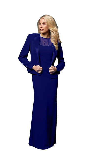 Alexander by Daymor - 702105 Classy Sheer Beaded Sheath Dress With Jacket Mother of the Bride Dresses