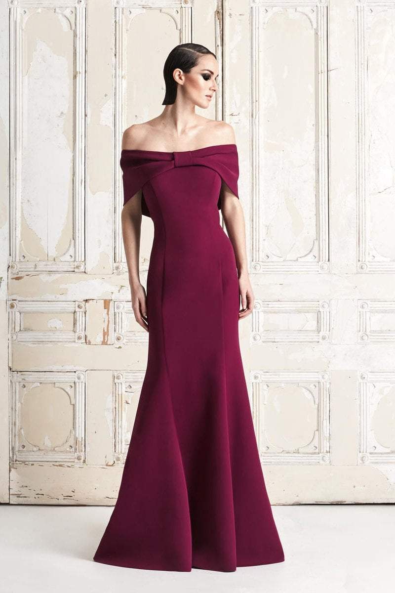 Alexander by Daymor - 767 Draping Ribbon Paneled Off Shoulder Gown Mother of the Bride Dresses