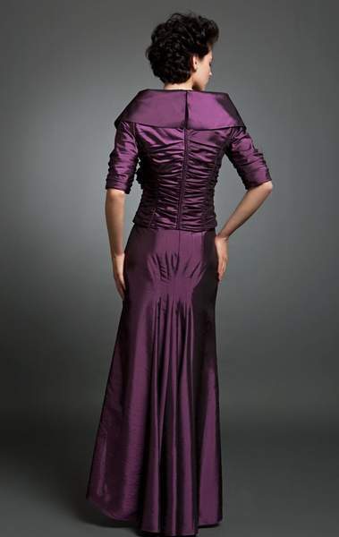 Alexander by Daymor Ruched Bodice Wide Neckline Long Gown 232 - 1 pc Berry in Size 4 Available CCSALE